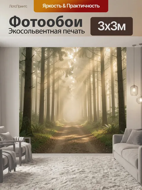 Фотообои Туманный лесная аллея на рассвете