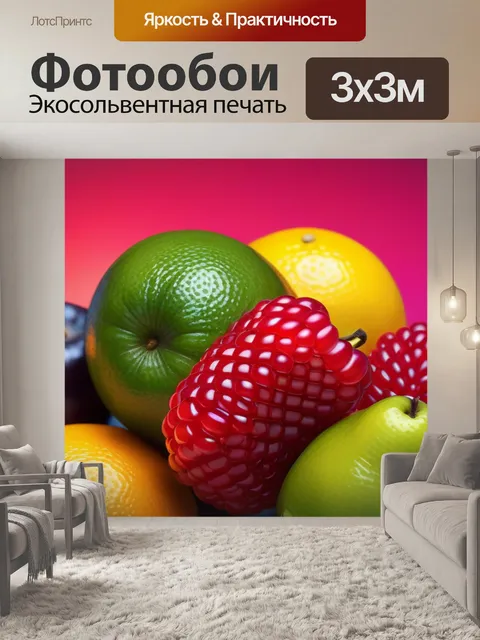 Фотообои фрукты с абстрактным фоном