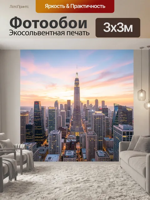 Фотообои Ночной небоскрёбный центр города