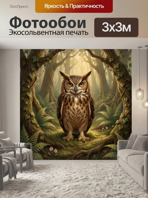 Фотообои Сова в сказочном лесу