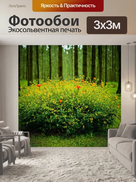 Фотообои терновые кусты, яркие цветы, шепот лесных жителей