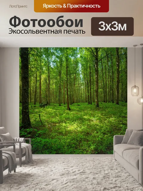 Фотообои лес с открытыми полянами и обилием ярких ароматов