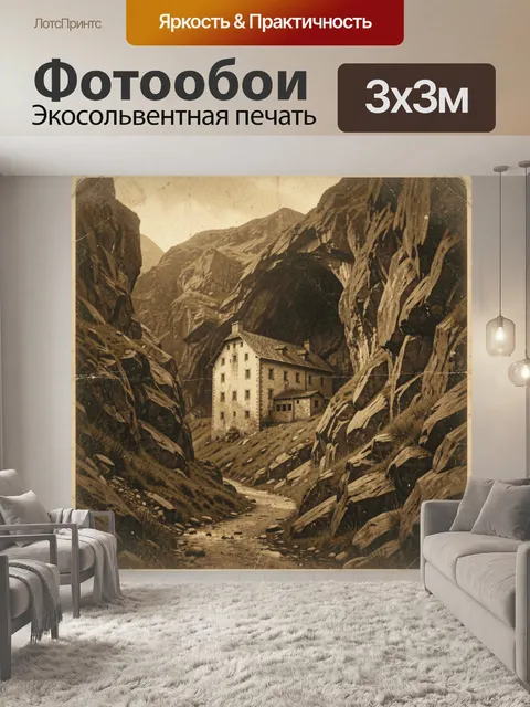 Фотообои Дом в горном ущелье
