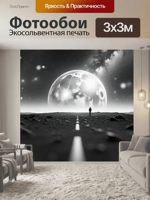 Фотообои с космосом чернобелый