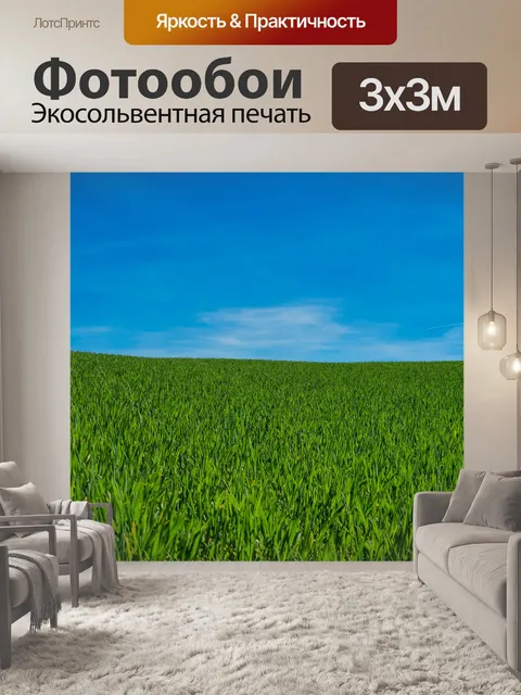 Фотообои зеленая трава и голубое небо