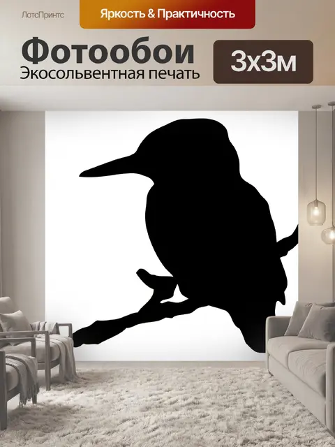 Фотообои Kingfisher Птица силуэт Clipart