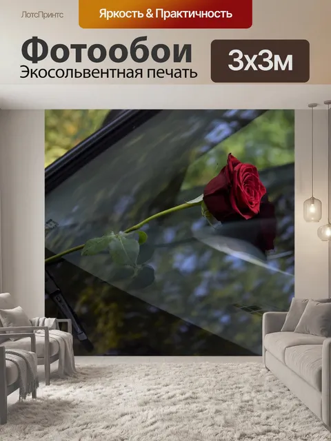 Фотообои Красная роза под стекло автомобиля стеклоочиститель