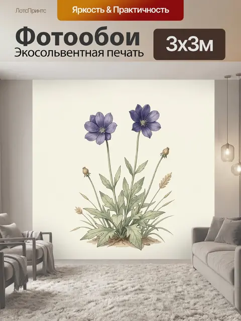 Фотообои Фиолетовые полевые цветы