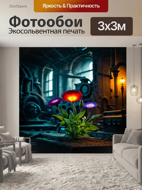 Фотообои цветы в стиле дизельпанк с загадочными цветами