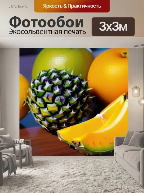 Фотообои яркие тропические фрукты на столе
