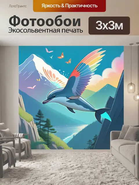 Фотообои дельфин в горах