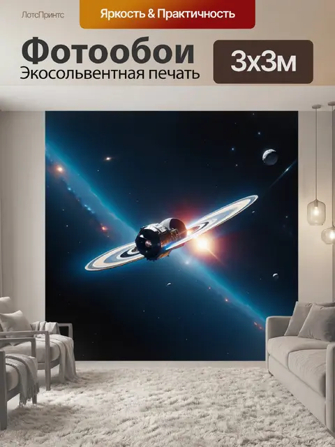 Фотообои летящий сквозь космос космический аппарат, направляющийся к квазару