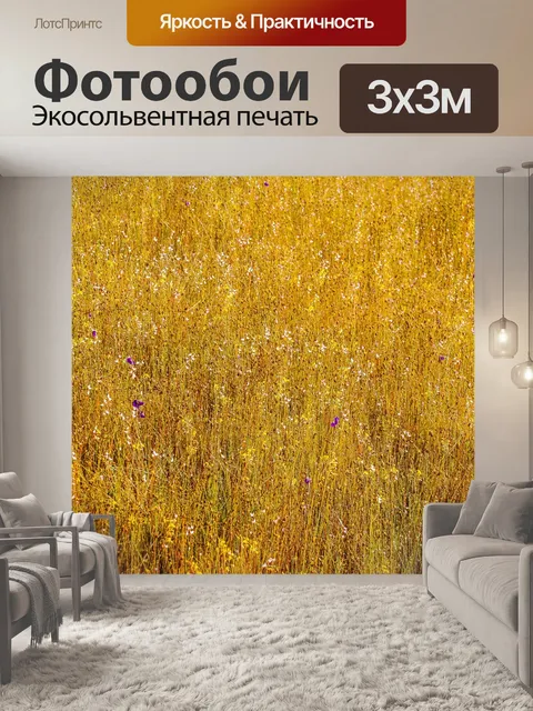 Фотообои Трава цветочное поле, полевые цветы