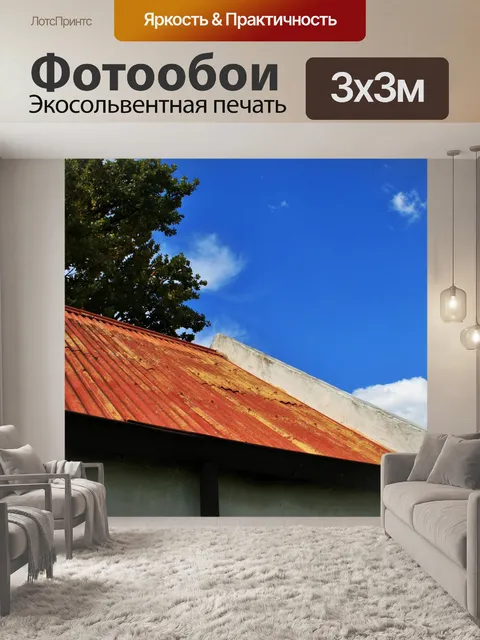Фотообои Красная крыша на синем небе