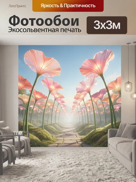 Фотообои Светящийся цветочный тоннель