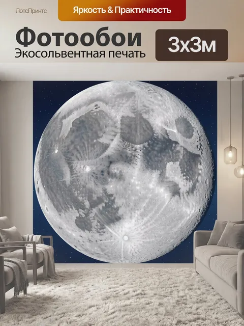 Фотообои Лунный диск в звёздном небе