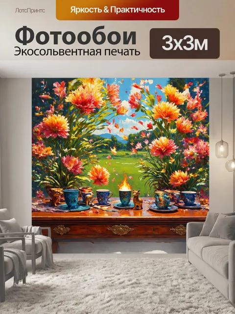 Фотообои на этой метафорической картине яркие часы, полуразрушенные, показывают время полудня