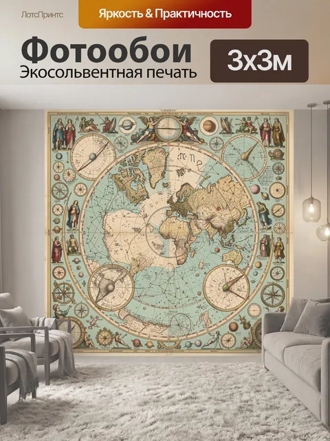 Фотообои Античная астрономическая карта мира