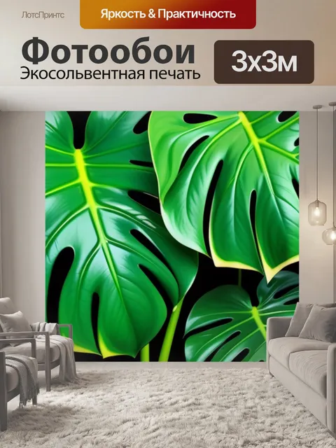 Фотообои с листьями монстеры минимал