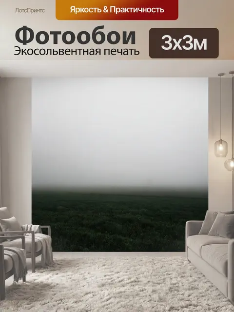 Фотообои туман в стиле ретро: грустный пейзаж с горизонтом, затянутым плотным туманом