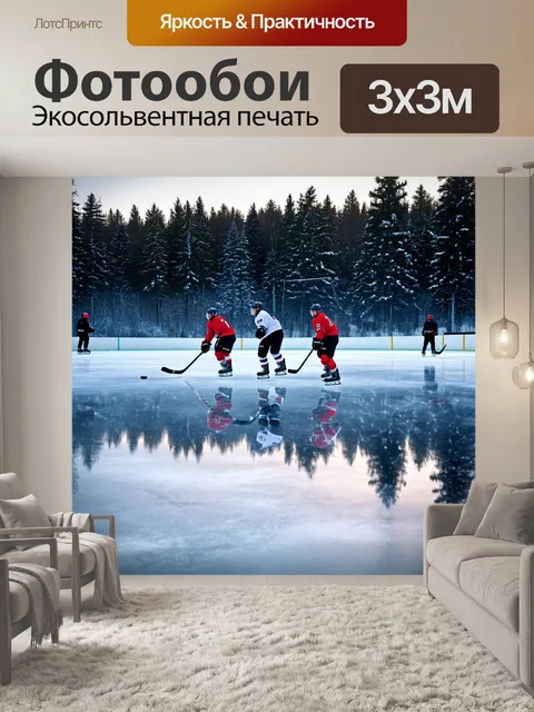 Фотообои пейзаж зимнего хоккейного турнира на открытом воздухе