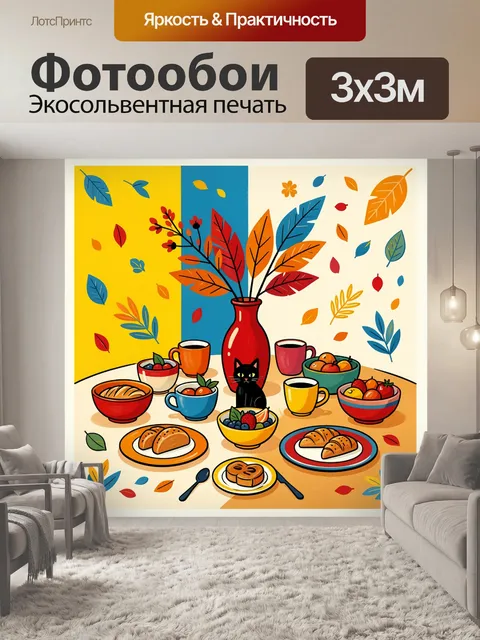 Фотообои Осенний натюрморт с котом