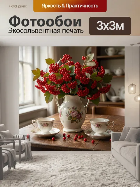 Фотообои Букет рябины в кувшине