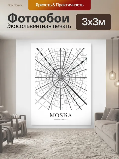 Фотообои Схема улиц Москвы в круге
