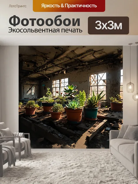 Фотообои суккуленты в заброшенном заводе