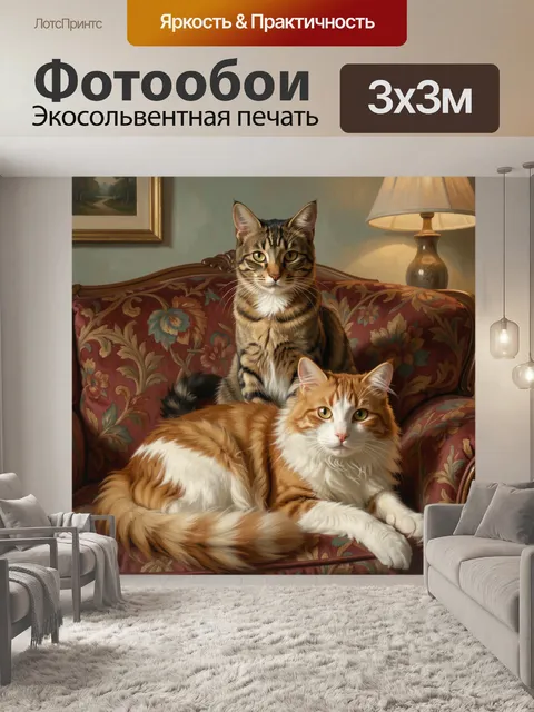 Фотообои Два кота на кресле
