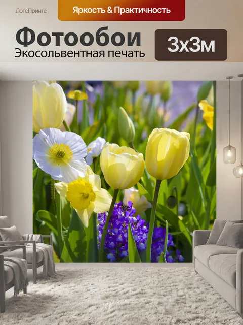 Фотообои Тюльпаны, маки, нарциссы и