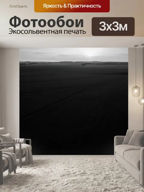 Фотообои рассвет над бескрайними черными полями, где тень создает драму, а новый день приносит надежды