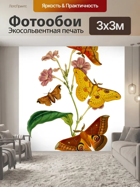 Фотообои Бабочки цветы винтажное искусство