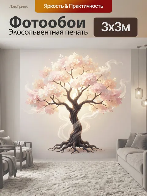 Фотообои Цветущее дерево в тумане