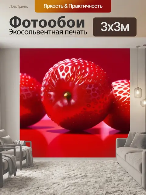 Фотообои фрукты на блестящем алом фоне