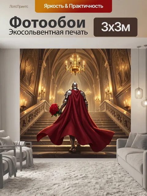 Фотообои Рыцарь с букетом роз