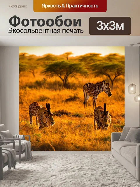 Фотообои животные саванны на закате