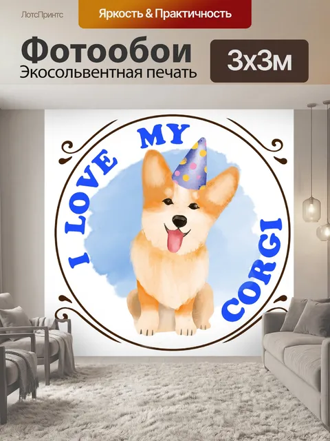 Фотообои Плакат с собакой корги