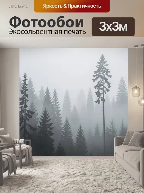 Фотообои Туманный хвойный лес