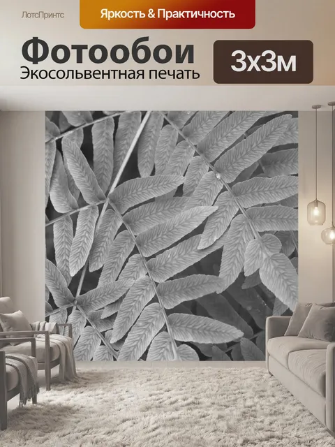 Фотообои Черные и белые листья