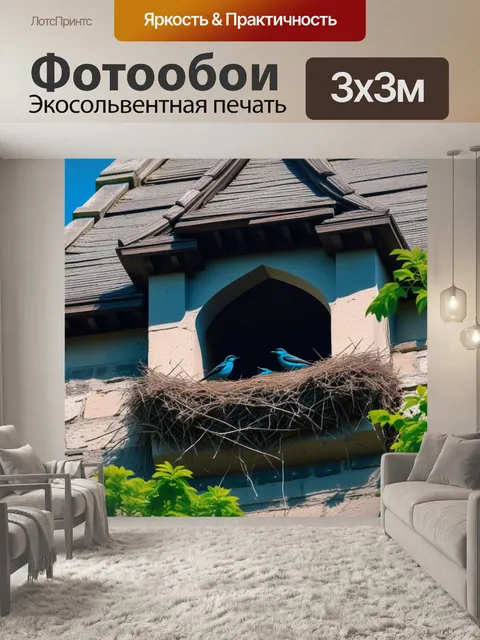 Фотообои замок с птичьими гнездами на карнизах