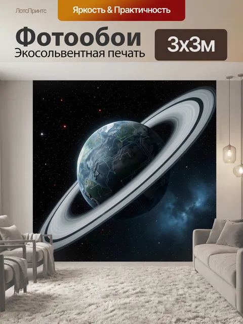 Фотообои Планета с гигантскими кольцами