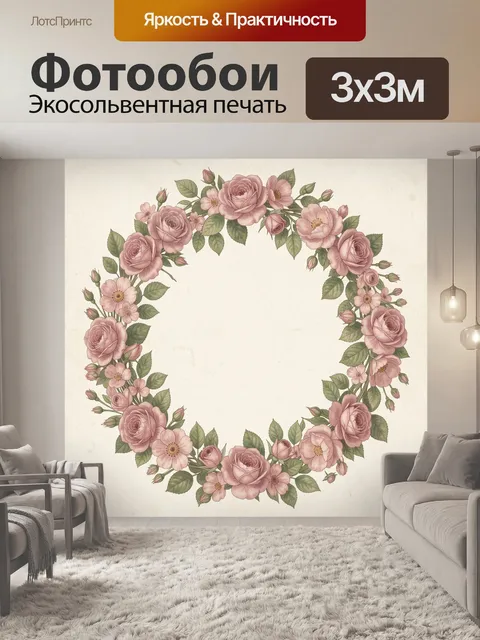 Фотообои Венок из роз и цветков