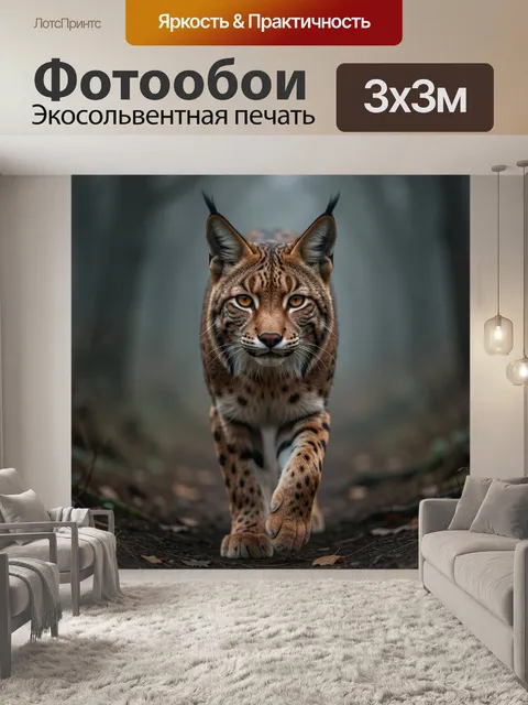 Фотообои Рысь в лесной тропе