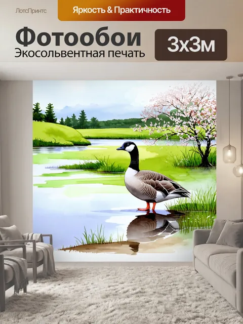 Фотообои пейзаж с одиноким мартином гусем