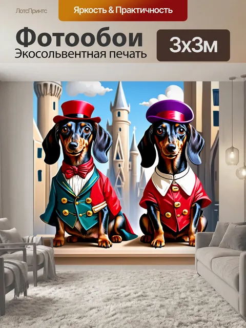 Фотообои изобразите такс в нарядах разных эпох