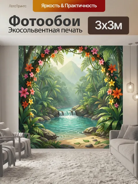 Фотообои Тропический водопад в джунглях