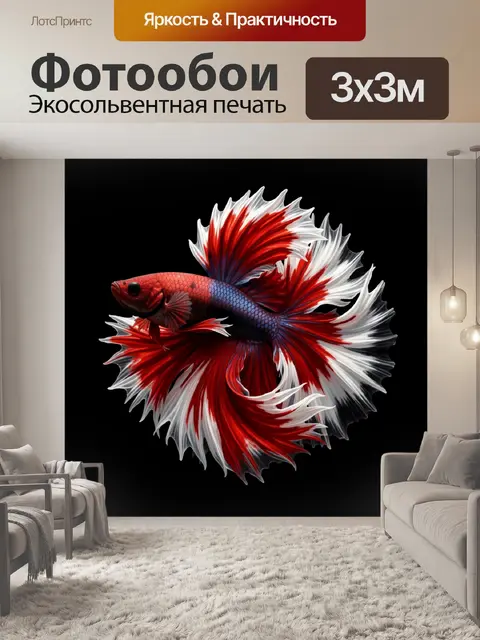 Фотообои Яркая экзотическая рыбка бетта