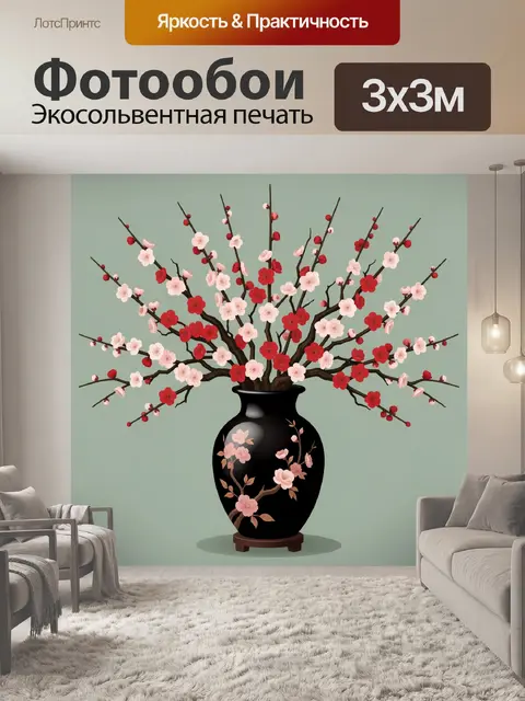 Фотообои Цветущие ветви сакуры в вазе