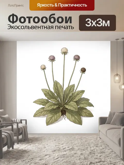 Фотообои Ботаническая иллюстрация подорожника